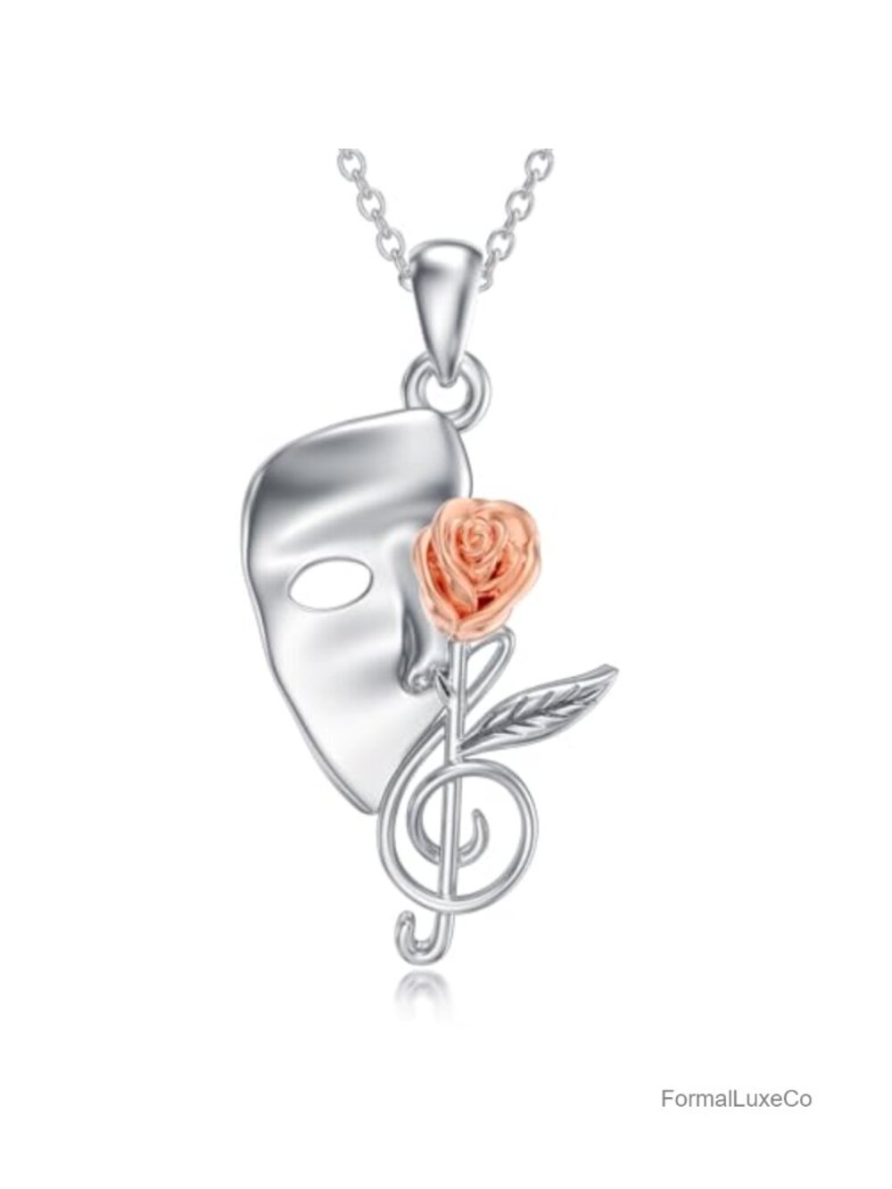 925 Sterling Silver Phantom of the Opera Mask Necklace Women Music Theater Gift